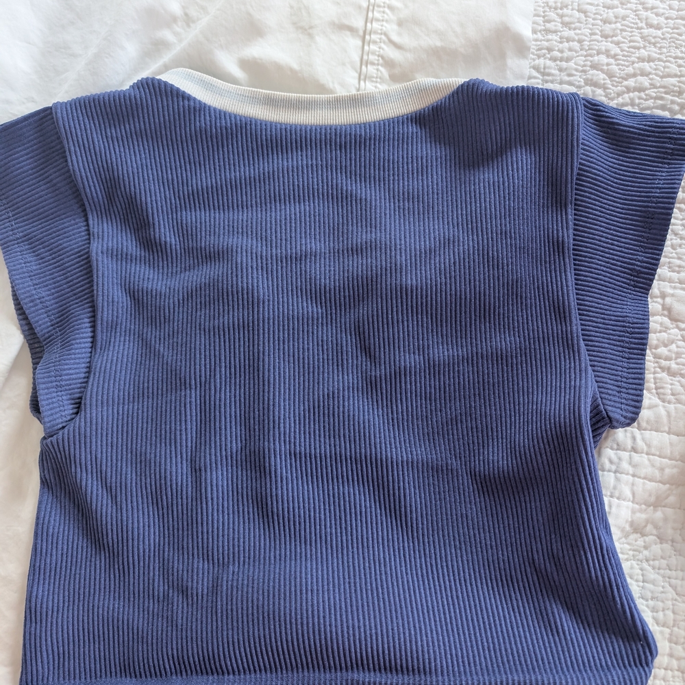 Kids Blue Ribbed Top - Picture 3 of 4